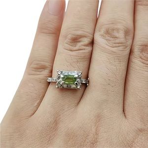 Silver and Green Zircon Ring